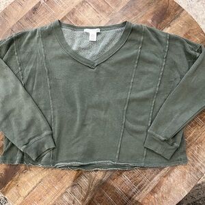 Olive Green V-Neck Sweater